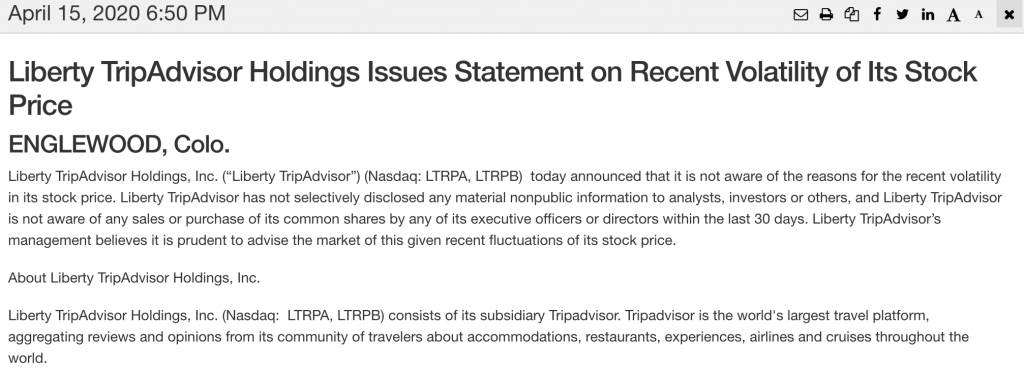 liberty tripadviser penny stocks to watch LTRPA LTRPB