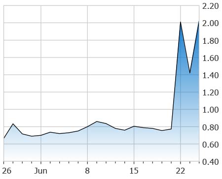 penny stocks under 2 50 SiNtx Technologies (SINT stock chart)