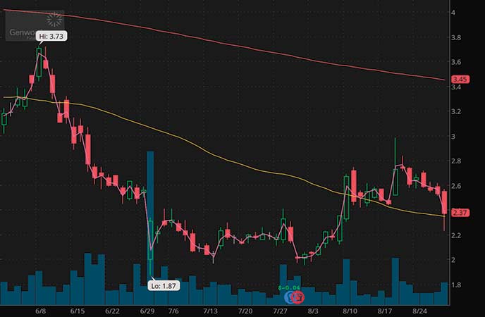 penny stocks to buy under $4 Genworth Holdings Inc. (GNW stock chart)