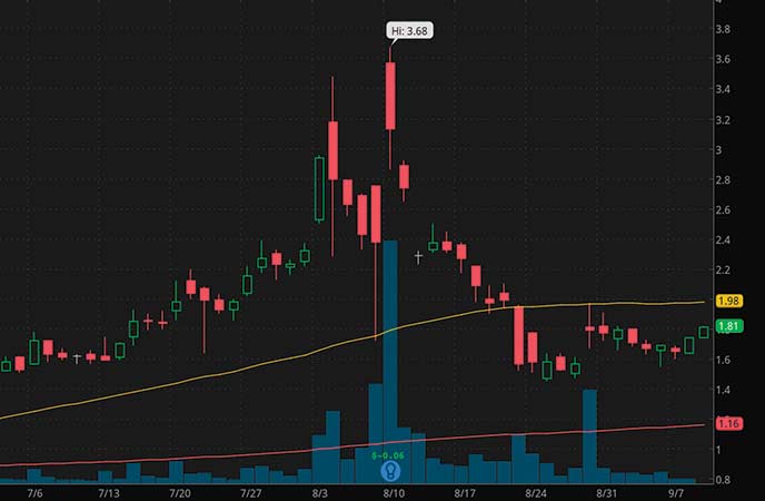 list of penny stocks to buy sell Trevena Inc. (TRVN stock chart)