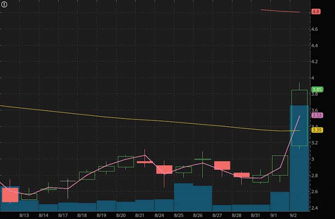 penny stocks to watch Baudax Bio Inc. (BXRX stock chart)