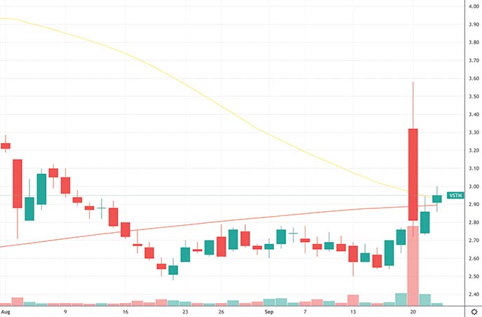 penny stocks to buy the dip Verastem Inc. VSTM stock chart