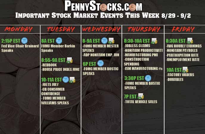 stock market calendar this week 829 92 penny stocks com