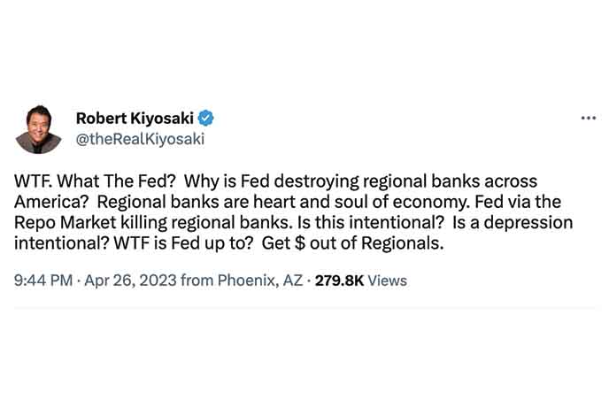 Robert Kiyosaki Tweet Fed FOMC meeting May 2023